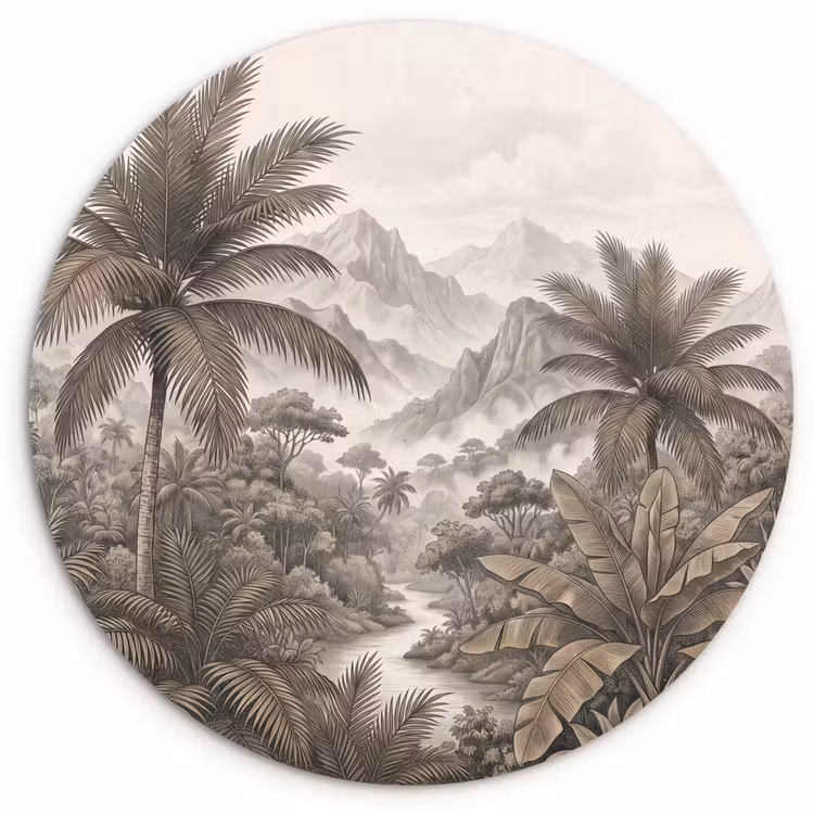 Muurcirkel - Natuur - Bergen - Rivier - Tropisch - Vintage — 1