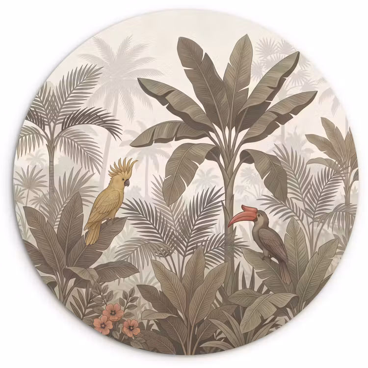 Muurcirkel - Vogel - Jungle - Tropisch - Illustratie - Groen — 1