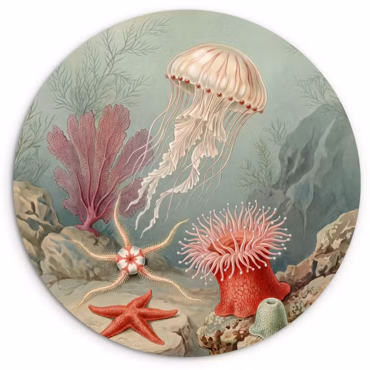 Muurcirkel - Zeeleven - Kwal - Onderwater - Illustratie - Beige — 1