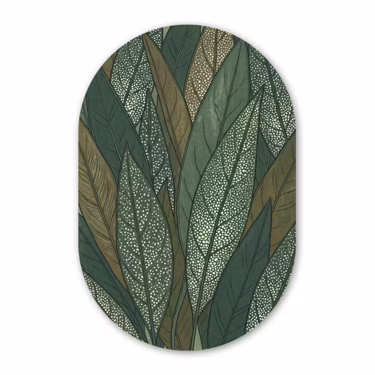 Muurovaal aluminium - Bladeren - Patroon - Gestippeld - Natuur - Groen — 1