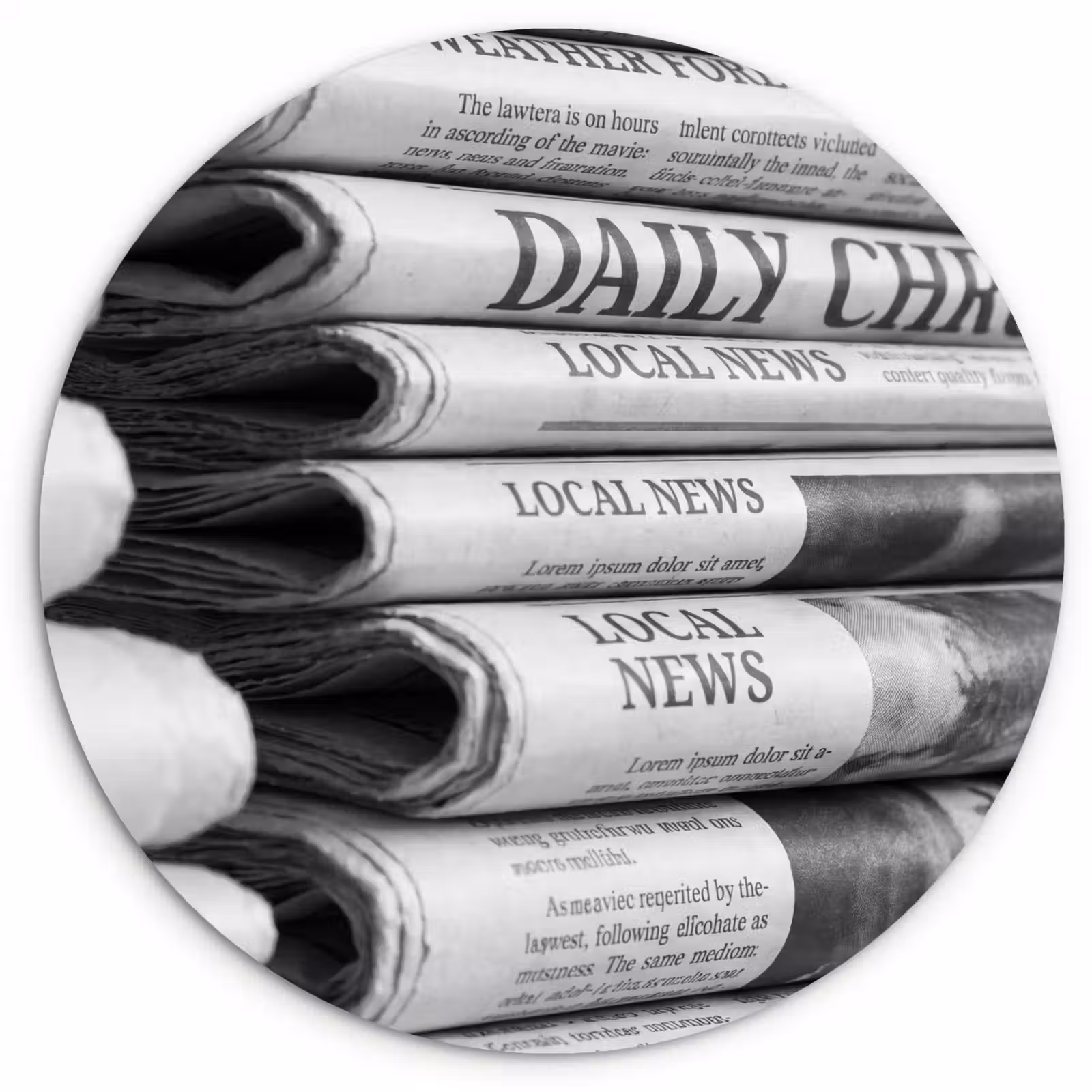 Muurcirkel - Krant - Stapel - Nieuws - Zwart-wit - Media — 1