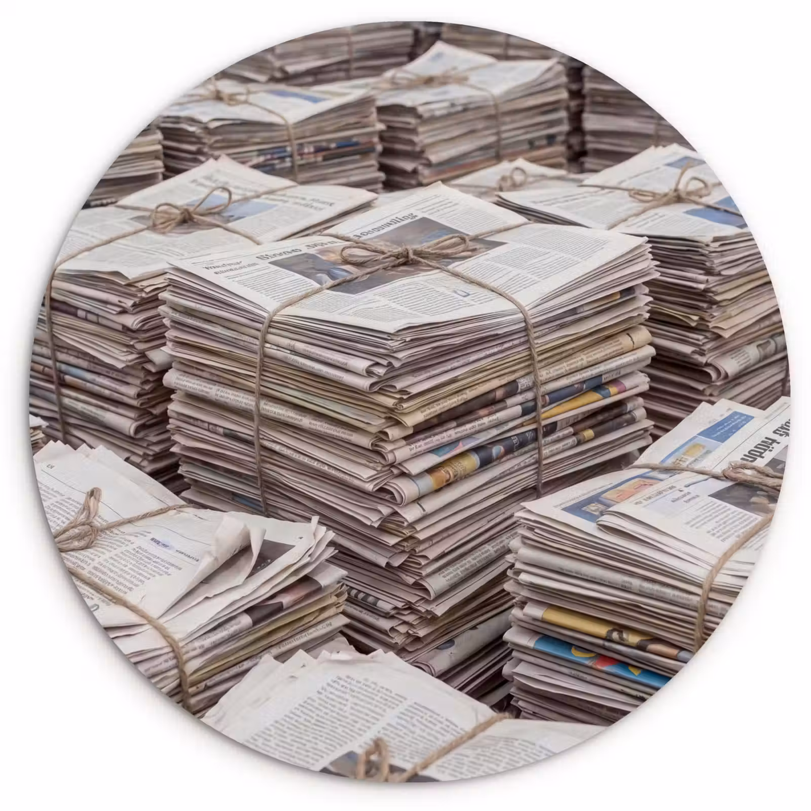 Muurcirkel - Kranten - Stapels - Touw - Informatie - Vintage — 1