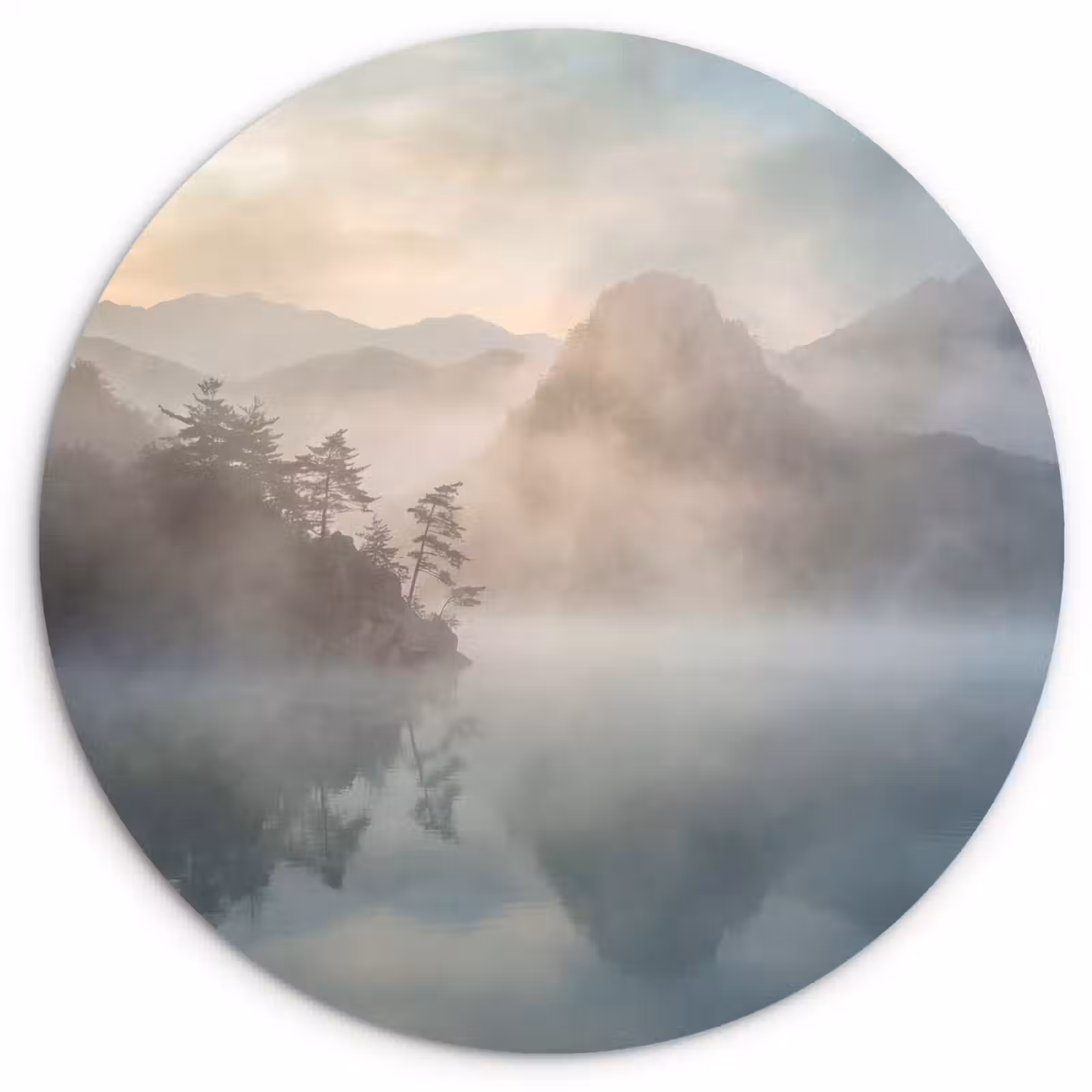 Muurcirkel - Landschap - Bergen - Mist - Water - Natuur — 1