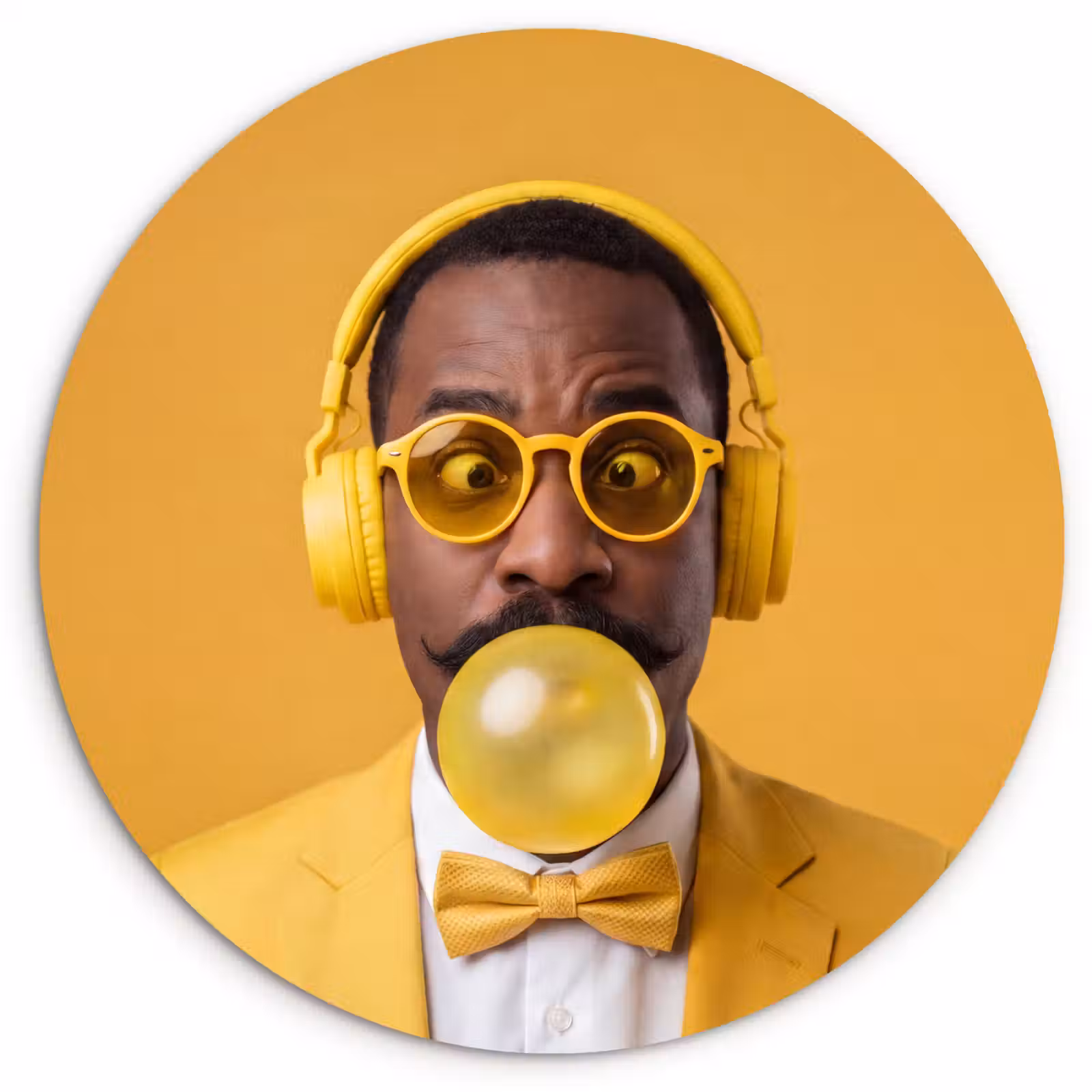 Muurcirkel - Man - Bubblegum - Portret - Geel - Modern — 1