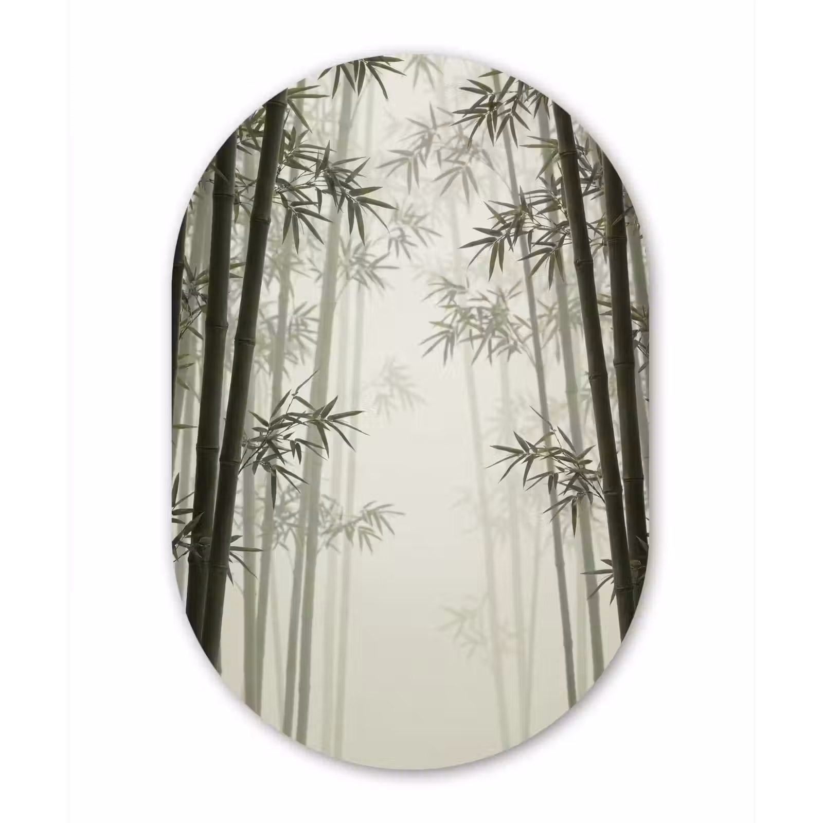 Muurovaal aluminium - Bamboe - Bos - Mist - Natuur — 1