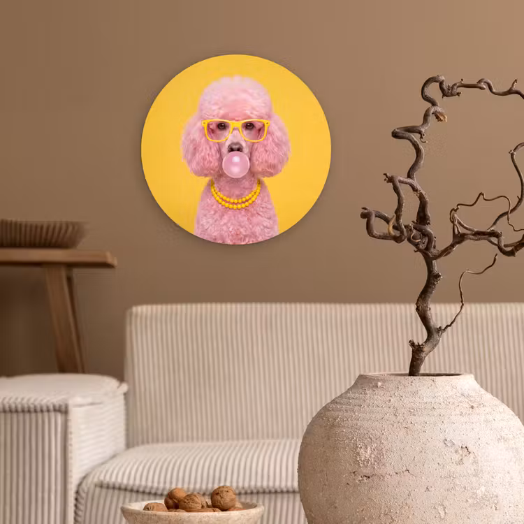Muurcirkel - Hond - Kauwgum - Dieren - Modern - Roze — 2
