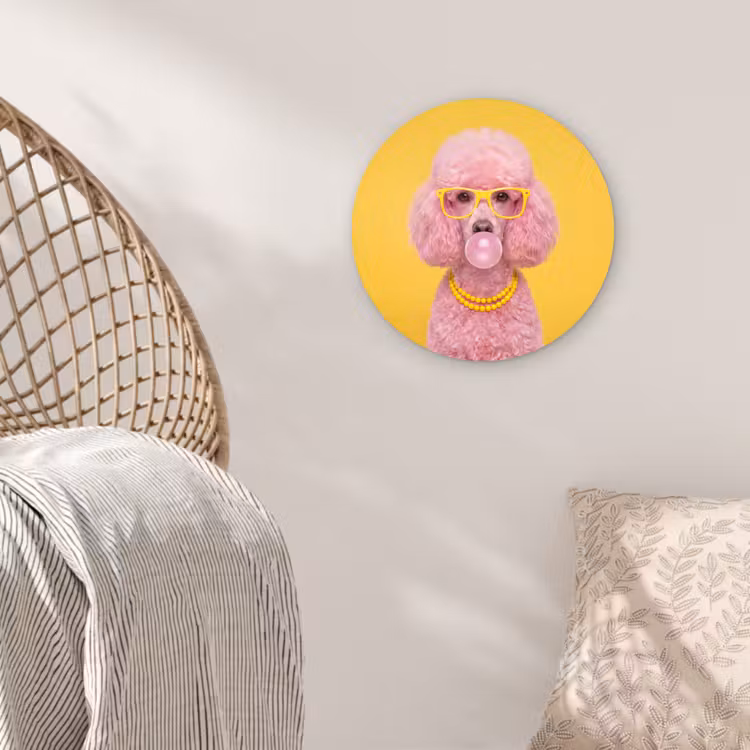 Muurcirkel - Hond - Kauwgum - Dieren - Modern - Roze — 5
