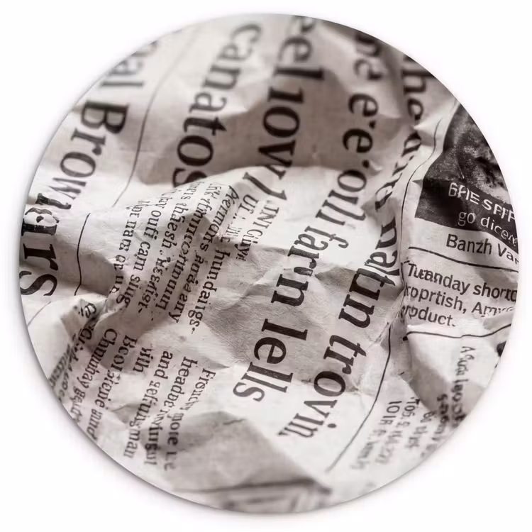 Muurcirkel - Krant - Gekreukeld - Textuur - Vintage - Zwart-wit — 1