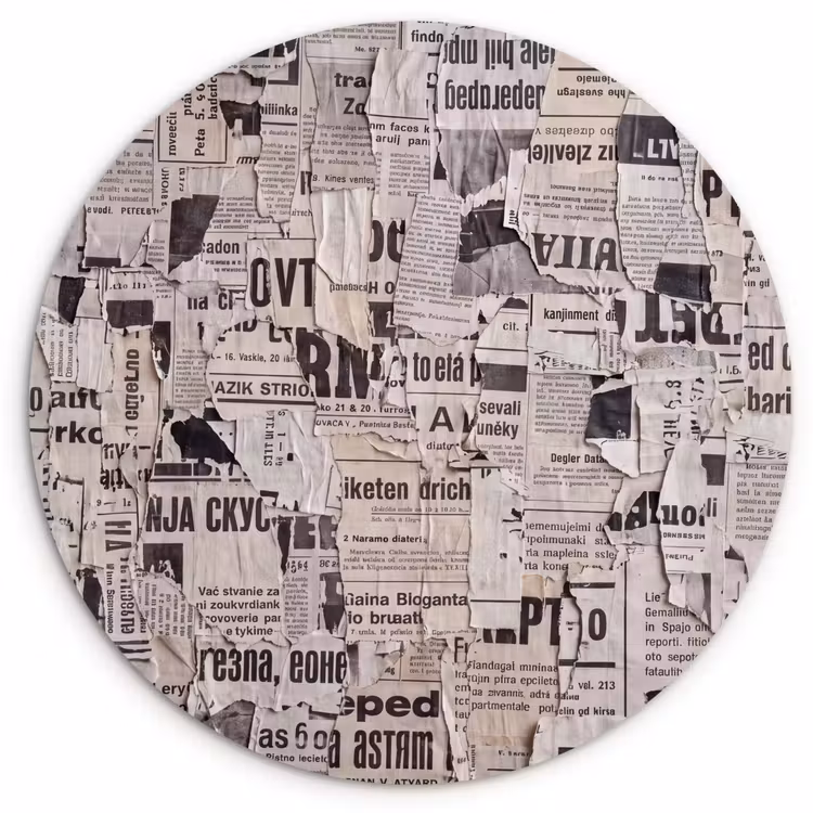 Muurcirkel - Krant - Gescheurd - Textuur - Abstract - Zwart-wit — 1
