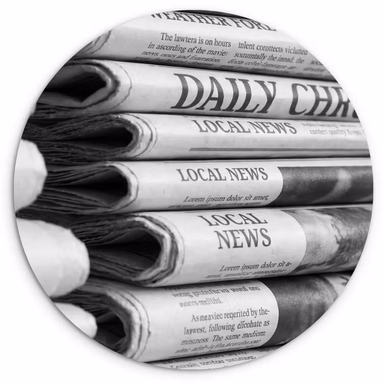Muurcirkel - Krant - Stapel - Nieuws - Zwart-wit - Media — 1