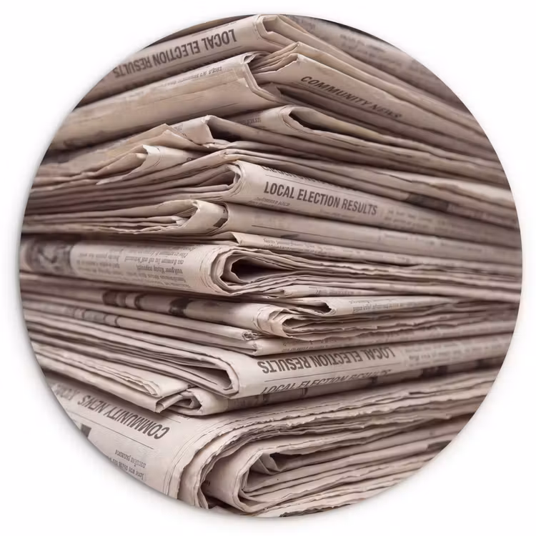 Muurcirkel - Kranten - Stapel - Nieuws - Vintage - Beige — 1