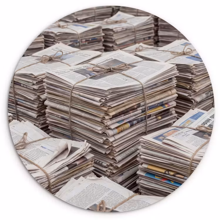 Muurcirkel - Kranten - Stapels - Touw - Informatie - Vintage — 1