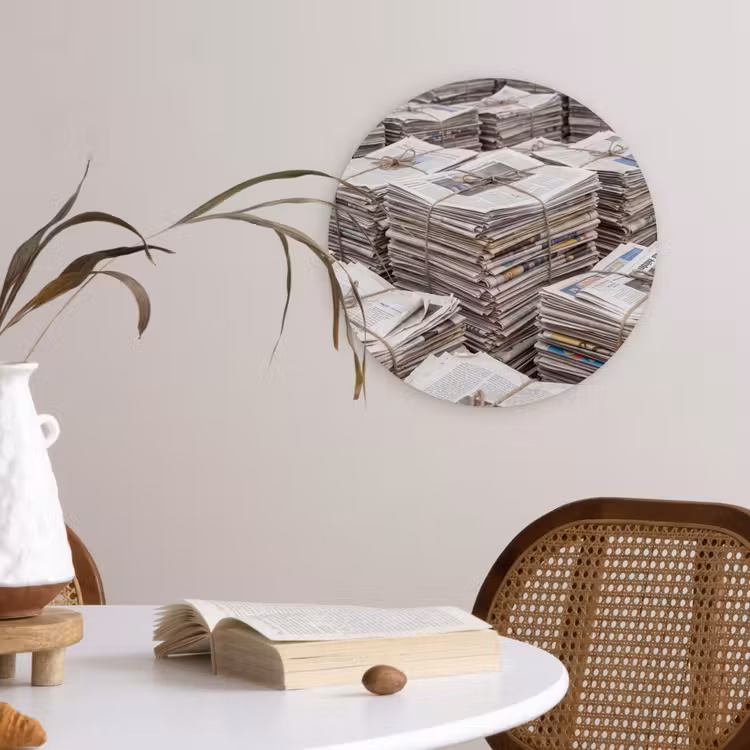 Muurcirkel - Kranten - Stapels - Touw - Informatie - Vintage — 4