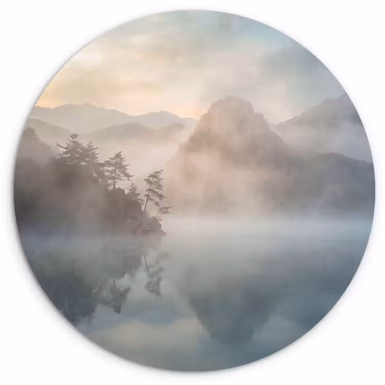 Muurcirkel - Landschap - Bergen - Mist - Water - Natuur — 1
