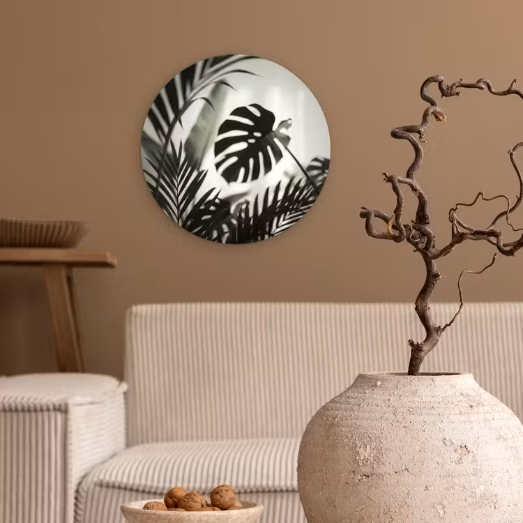 Muurcirkel - Planten - Bladeren - Natuur - Minimalistisch - Groen — 2
