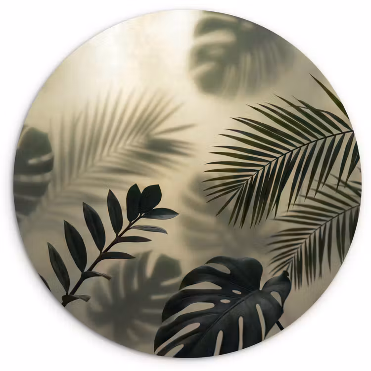 Muurcirkel - Planten - Bladeren - Schaduwen - Groen - Modern — 1
