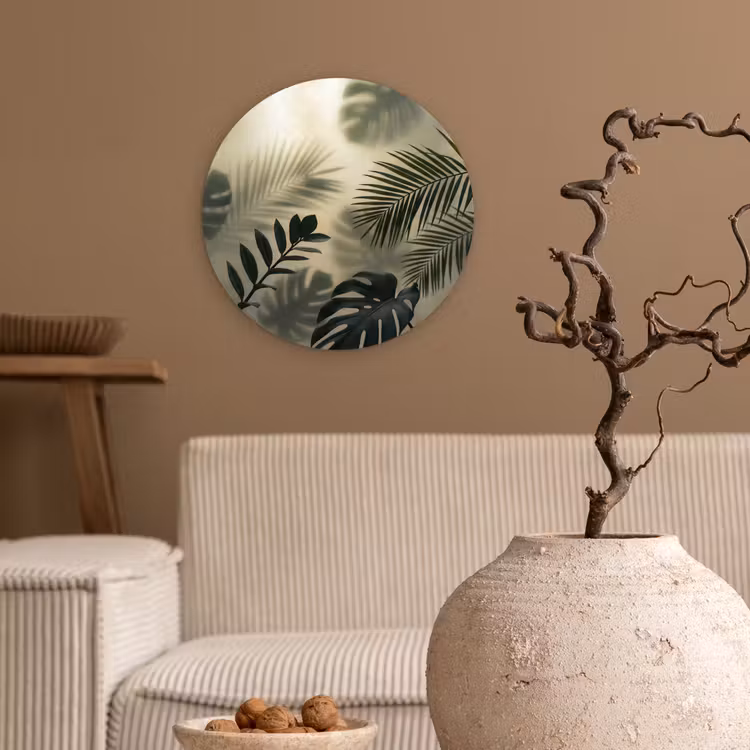 Muurcirkel - Planten - Bladeren - Schaduwen - Groen - Modern — 2