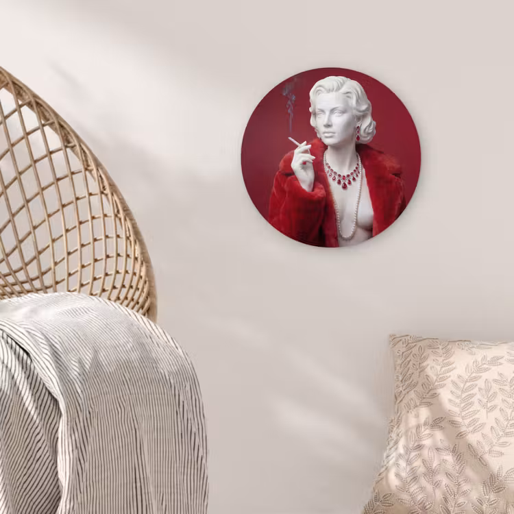 Muurcirkel - Vrouw - Bontjas - Mode - Klassiek - Rood — 5