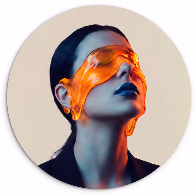Muurcirkel - Vrouw - Oranje - Abstract - Modern - Kleurrijk — 1