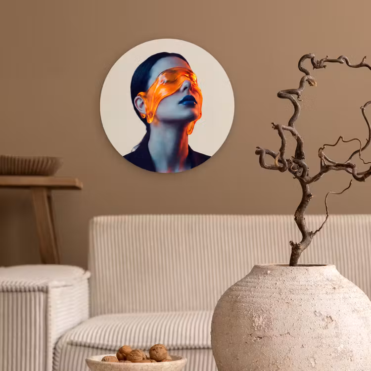 Muurcirkel - Vrouw - Oranje - Abstract - Modern - Kleurrijk — 2