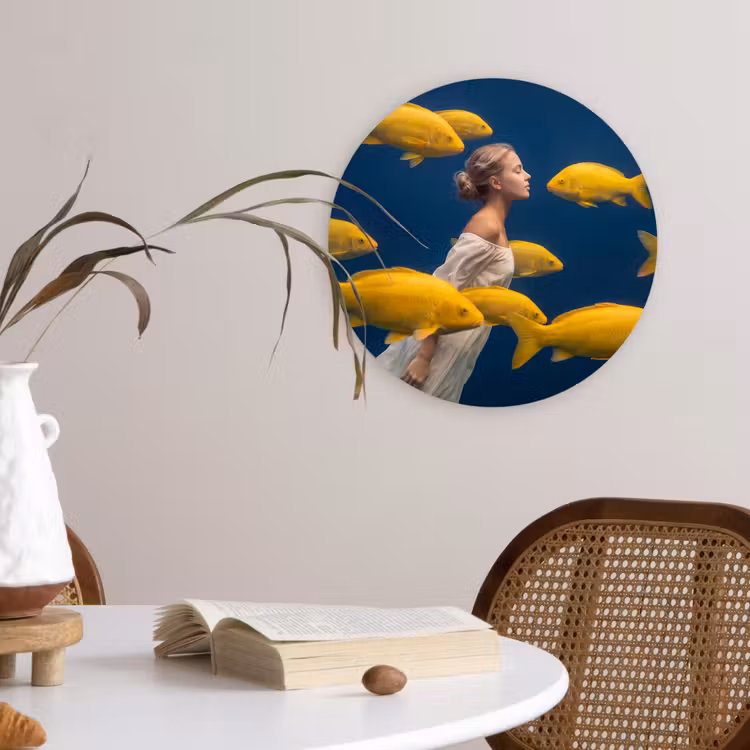 Muurcirkel - Vrouw - Vis - Water - Natuur - Geel — 4