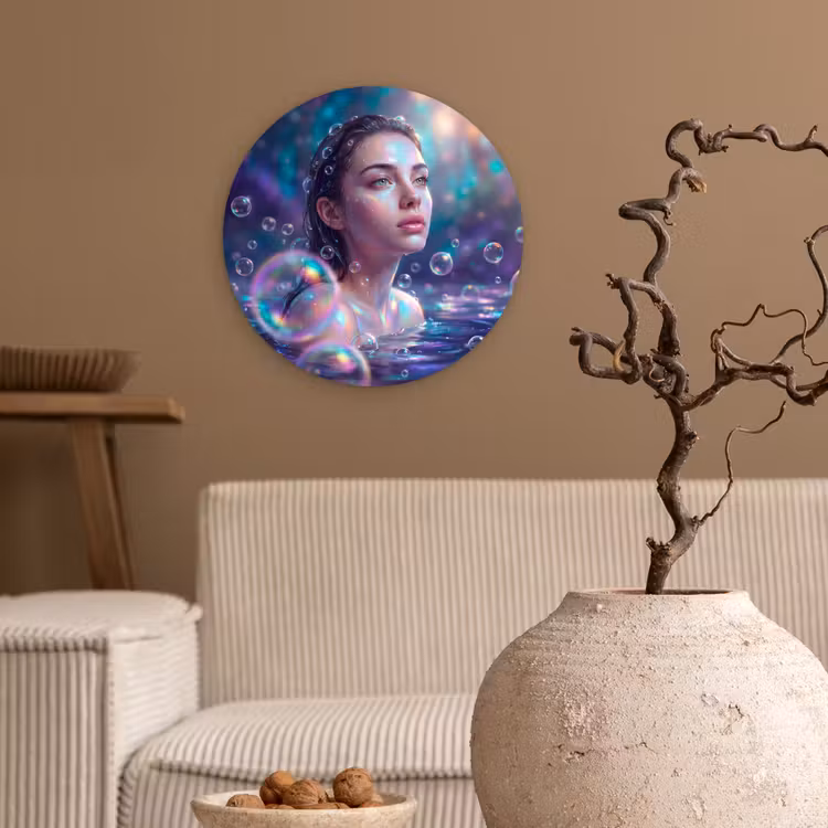 Muurcirkel - Vrouw - Water - Portret - Kleurrijk - Modern — 2