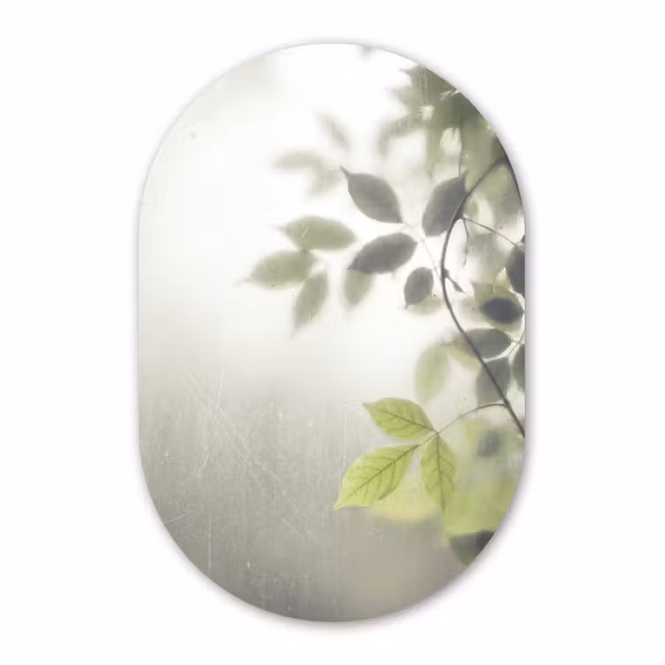 Muurovaal aluminium - Blad - Schaduw - Natuur - Abstract - Groen — 1