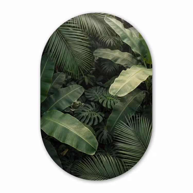 Muurovaal aluminium - Bladeren - Groen - Tropisch - Natuur — 1