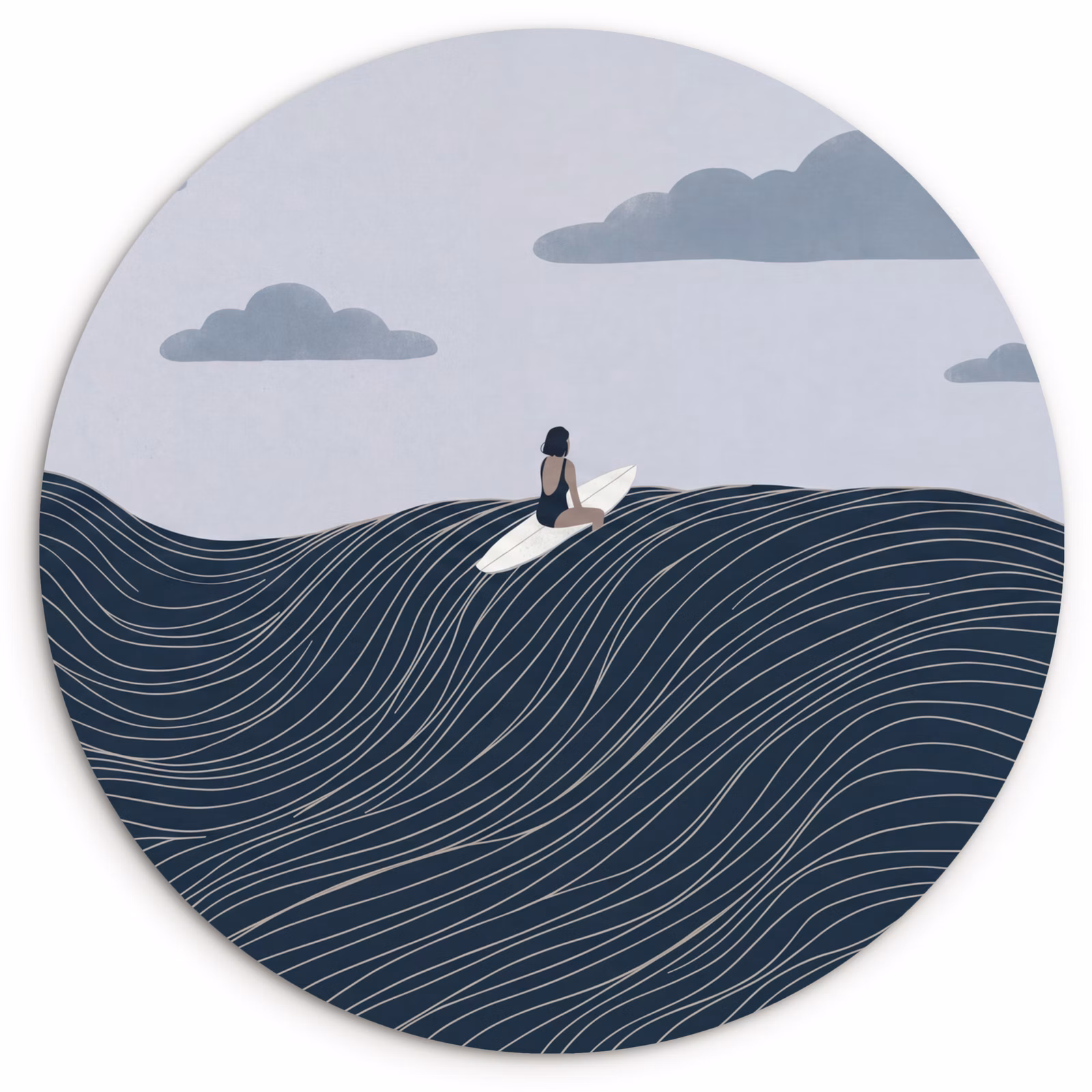 Muurcirkel - Persoon - Surfen - Oceaan - Natuur - Modern — 1
