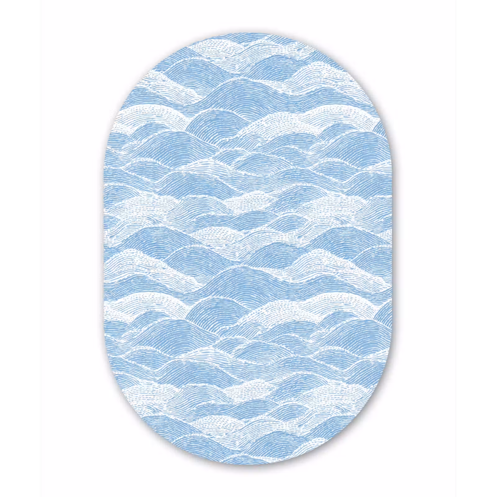 Muurovaal aluminium - Blauw - Wit - Golven - Getekend — 1