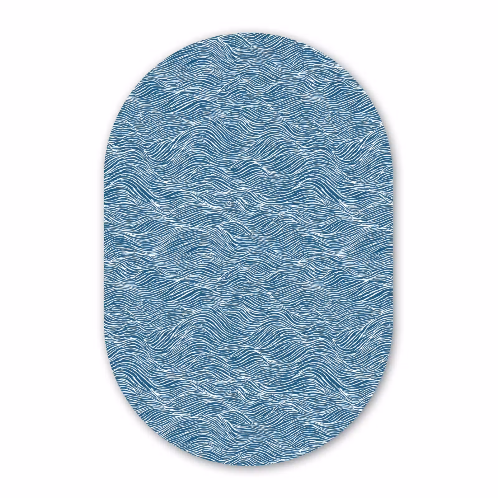 Muurovaal aluminium - Blauw - Wit - Golven - Getekend - Textuur — 1