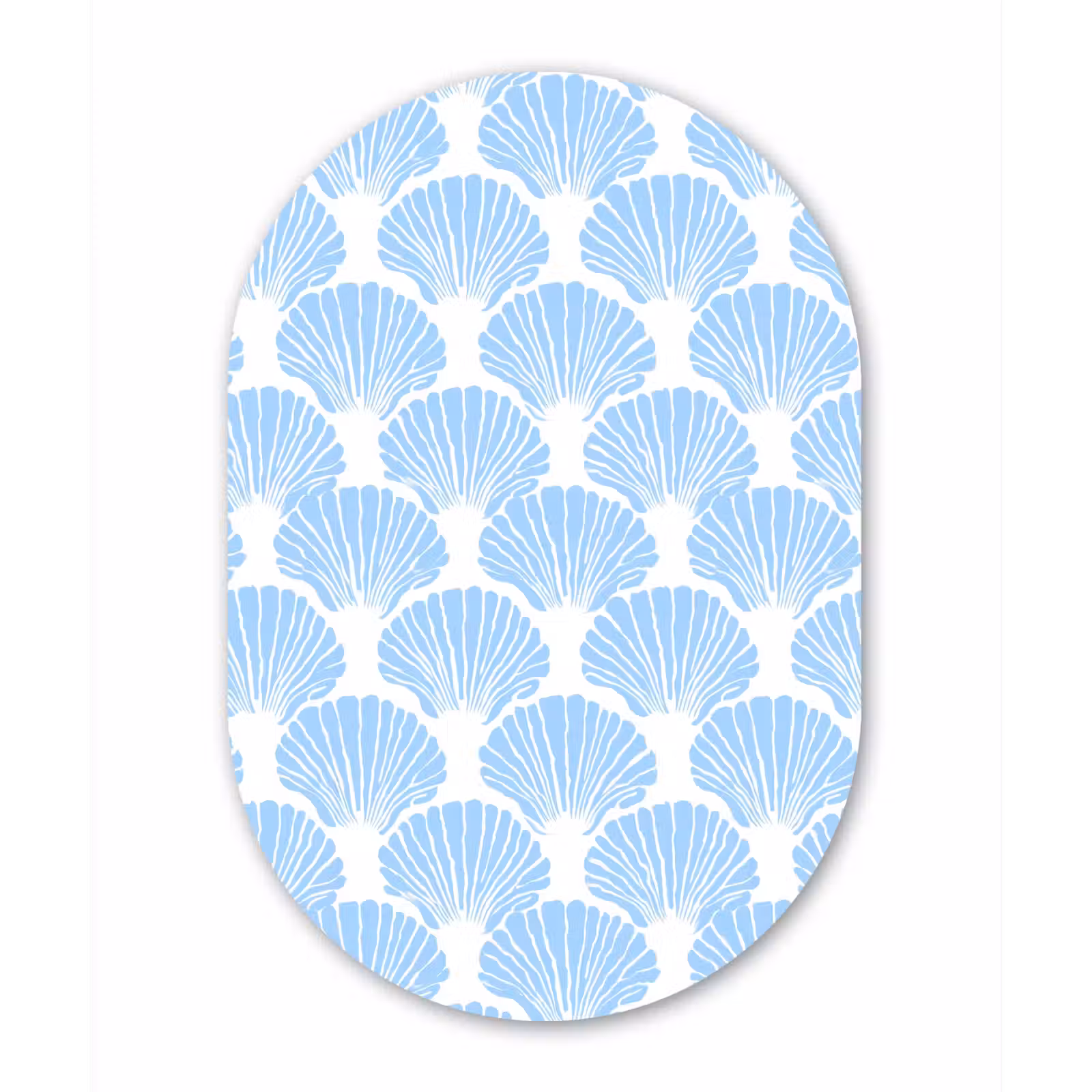 Muurovaal aluminium - Blauw - Wit - Schelpen - Grafisch - Structuur — 1