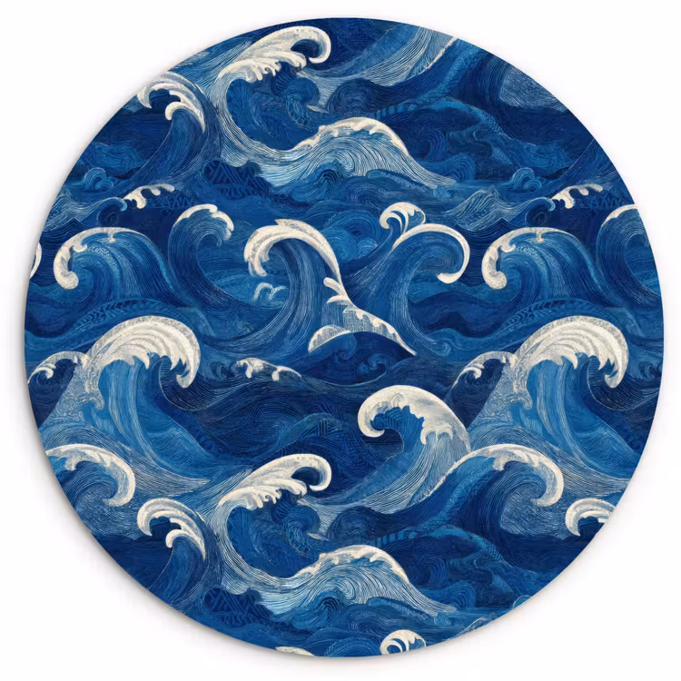 Muurcirkel - Japans - Oceaan - Golven - Blauw — 1