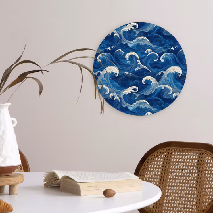 Muurcirkel - Japans - Oceaan - Golven - Blauw — 4