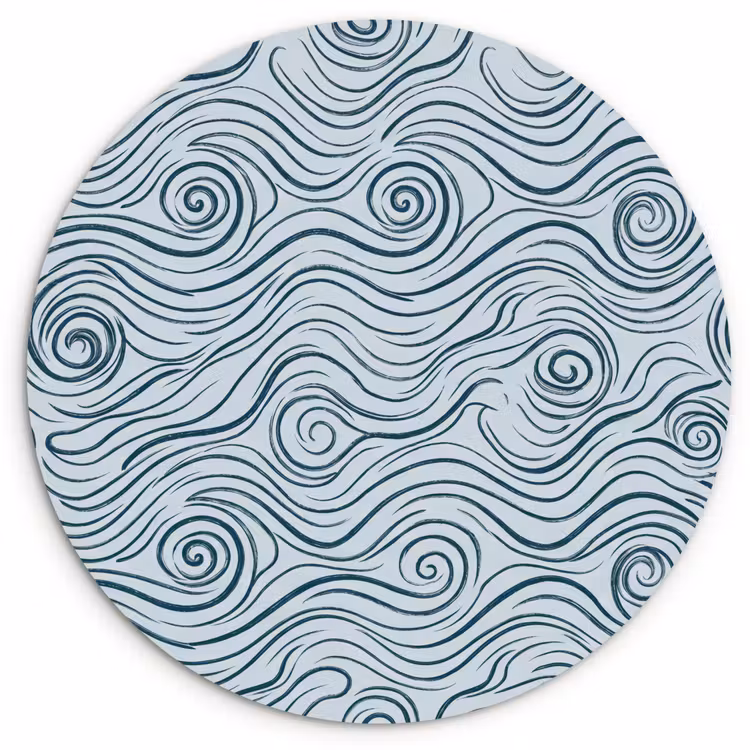 Muurcirkel - Patroon - Golven - Abstract - Modern - Blauw — 1
