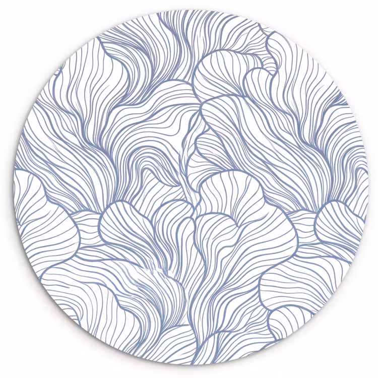 Muurcirkel - Patroon - Lijnen - Organisch - Abstract - Blauw — 1