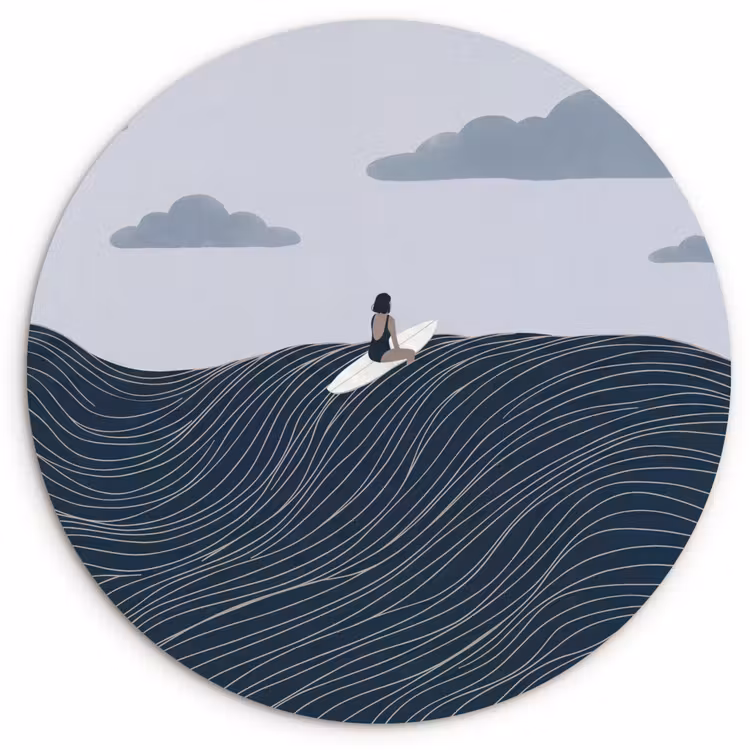 Muurcirkel - Persoon - Surfen - Oceaan - Natuur - Modern — 1