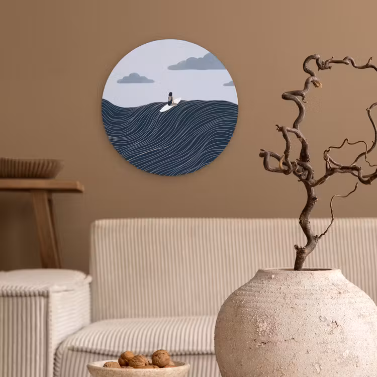 Muurcirkel - Persoon - Surfen - Oceaan - Natuur - Modern — 2