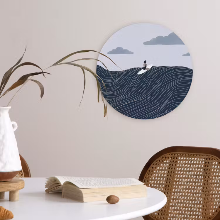 Muurcirkel - Persoon - Surfen - Oceaan - Natuur - Modern — 4