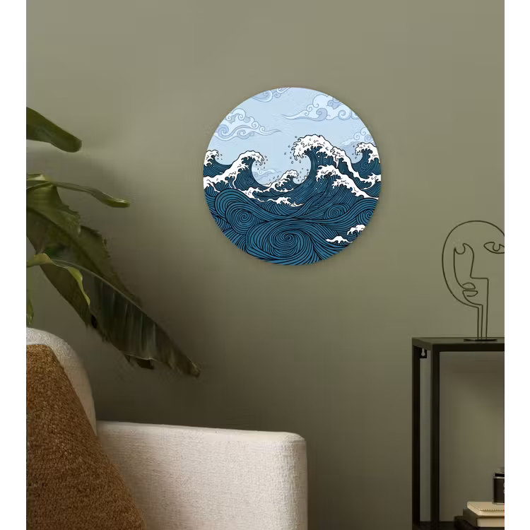 Muurcirkel - Zee - Golven - Japans - Natuur - Blauw — 3