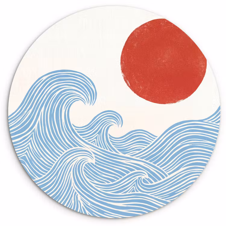 Muurcirkel - Zon - Golven - Oceaan - Abstract - Rood — 1
