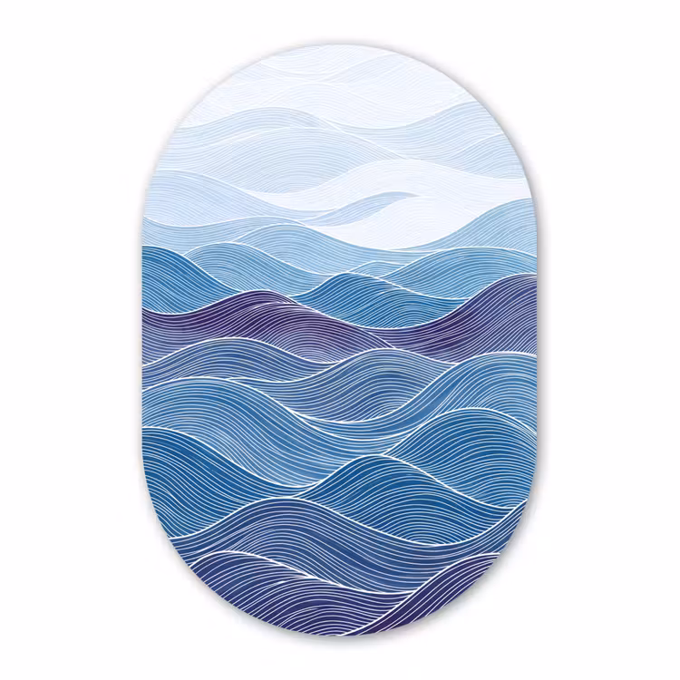 Muurovaal aluminium - Abstract - Golven - Patroon - Blauw - Modern — 1