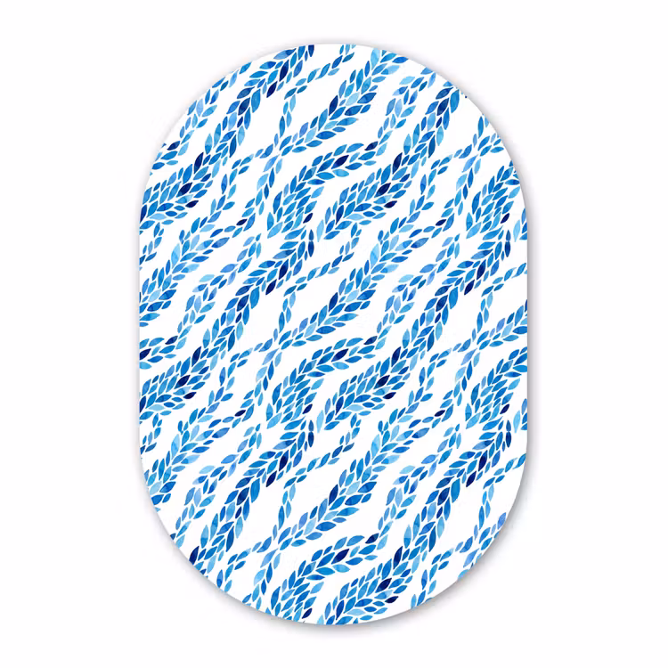 Muurovaal aluminium - Bladeren - Aquarel - Patroon - Modern - Blauw — 1