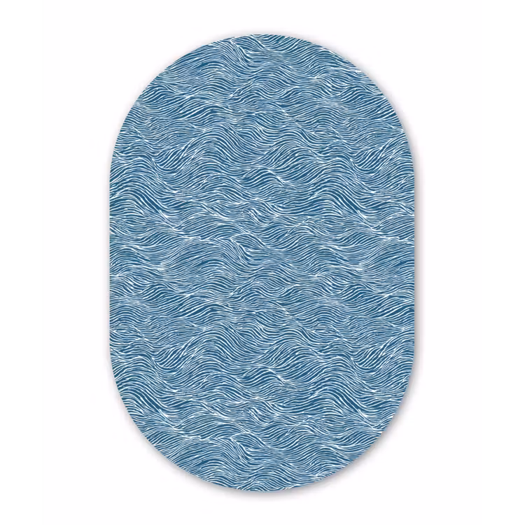 Muurovaal aluminium - Blauw - Wit - Golven - Getekend - Textuur — 1