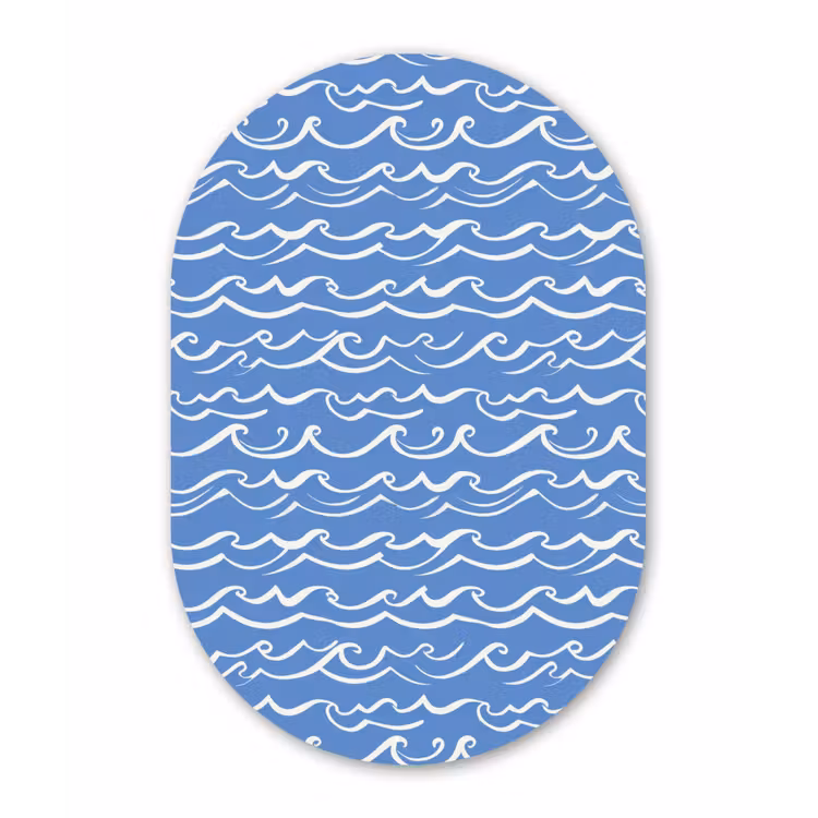 Muurovaal aluminium - Blauw - Wit - Simpel - Getekend - Golven — 1