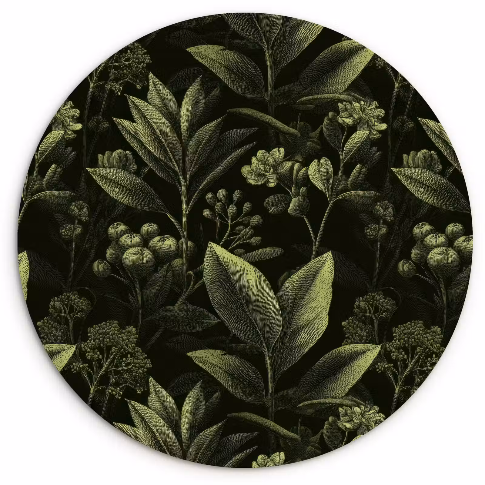Muurcirkel - Klassiek - Donker - Botanisch - Planten — 1