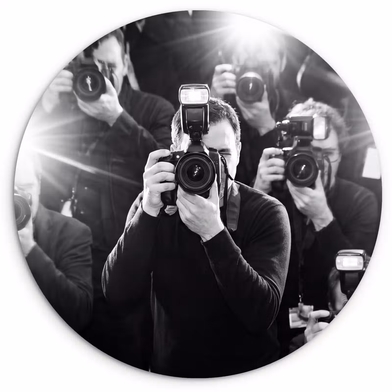 Muurcirkel - Mensen - Camera - Flitslicht - Zwart-wit - Media — 1