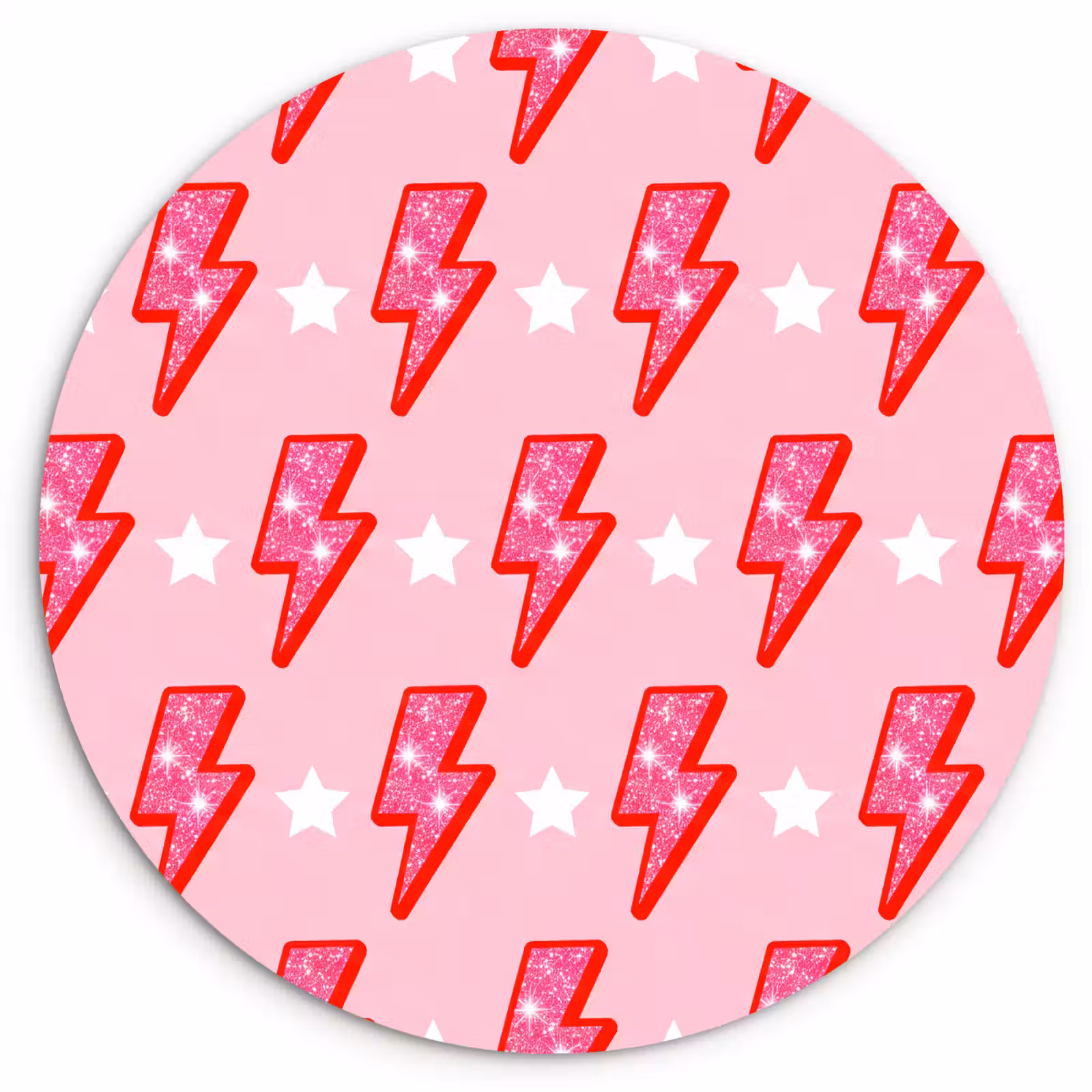 Muurcirkel - Patroon - Bliksem - Ster - Glitter - Roze — 1