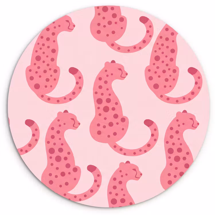 Muurcirkel - Kat - Gevlekt - Dieren - Patroon - Roze — 1