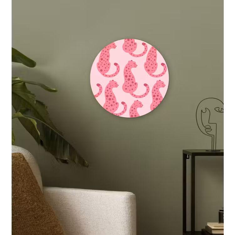 Muurcirkel - Kat - Gevlekt - Dieren - Patroon - Roze — 3
